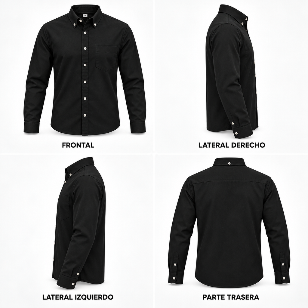 camisa manga larga gabardina negra