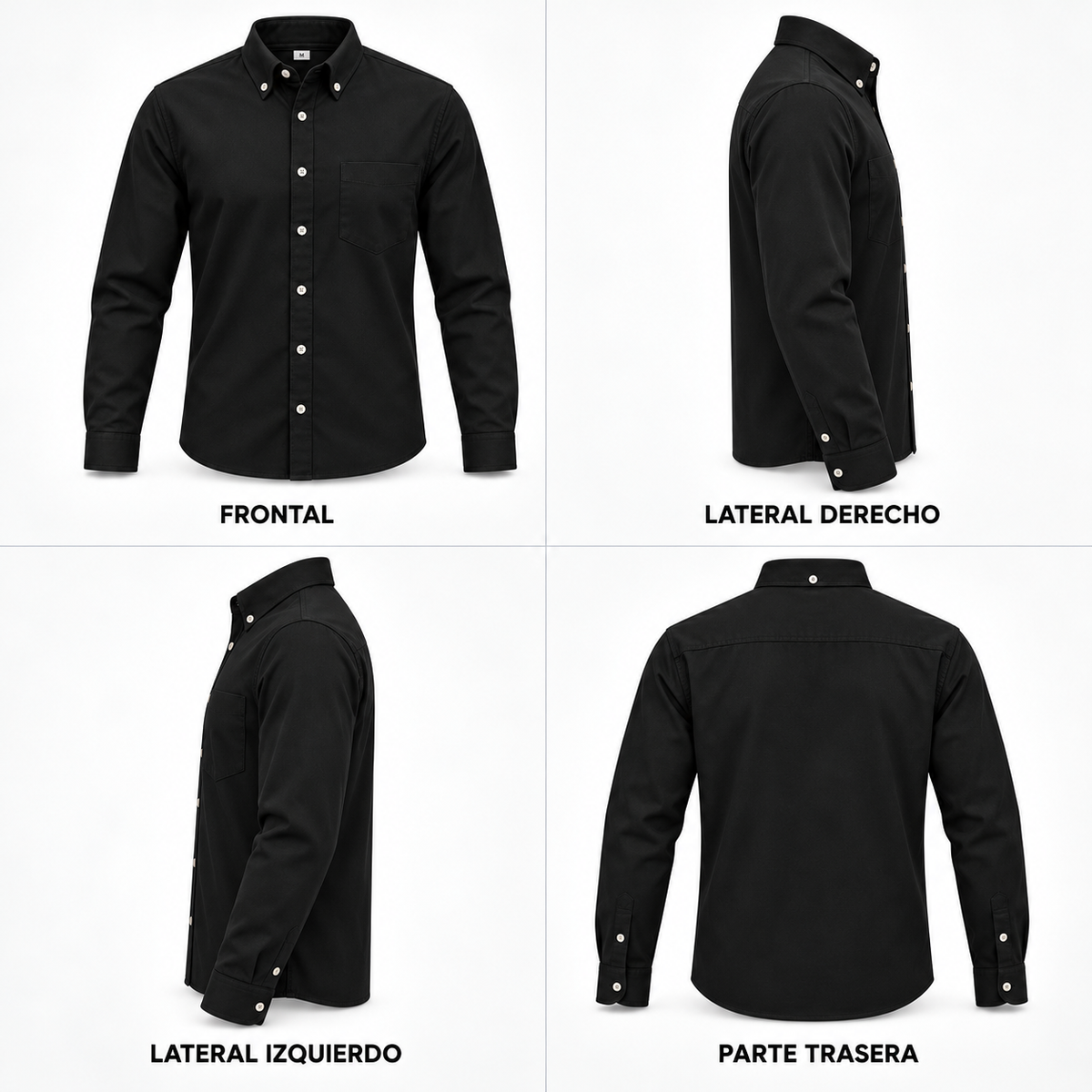 camisa manga larga gabardina negra