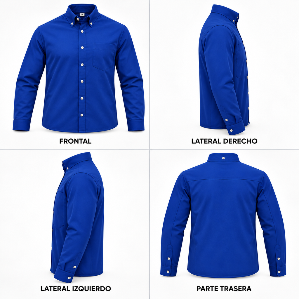 camisa gabardina azul rey