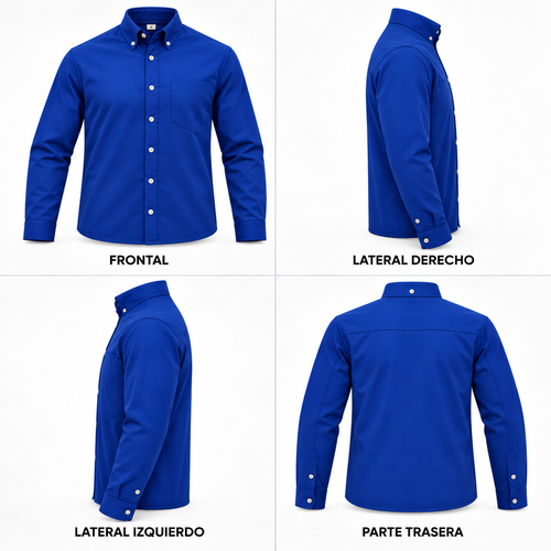 camisa gabardina azul rey