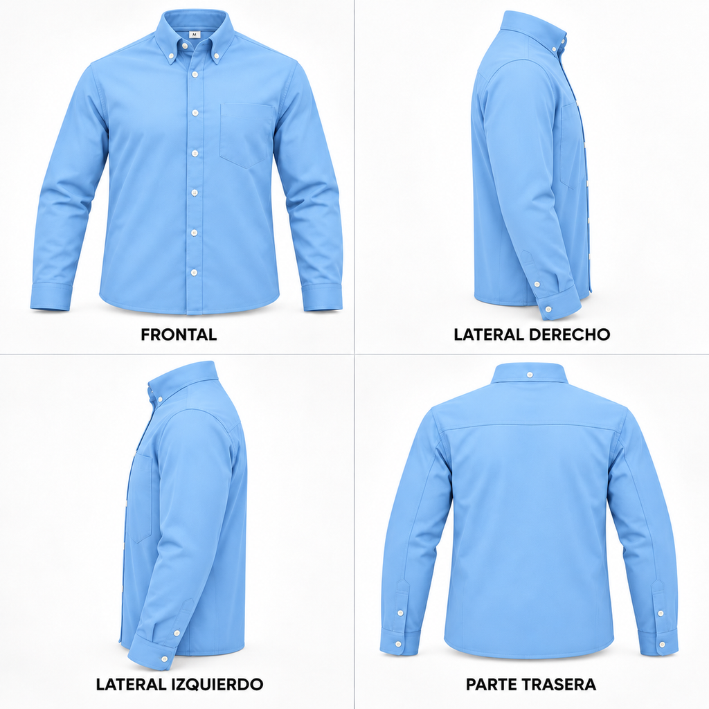 camisa gabardina color azul cielo