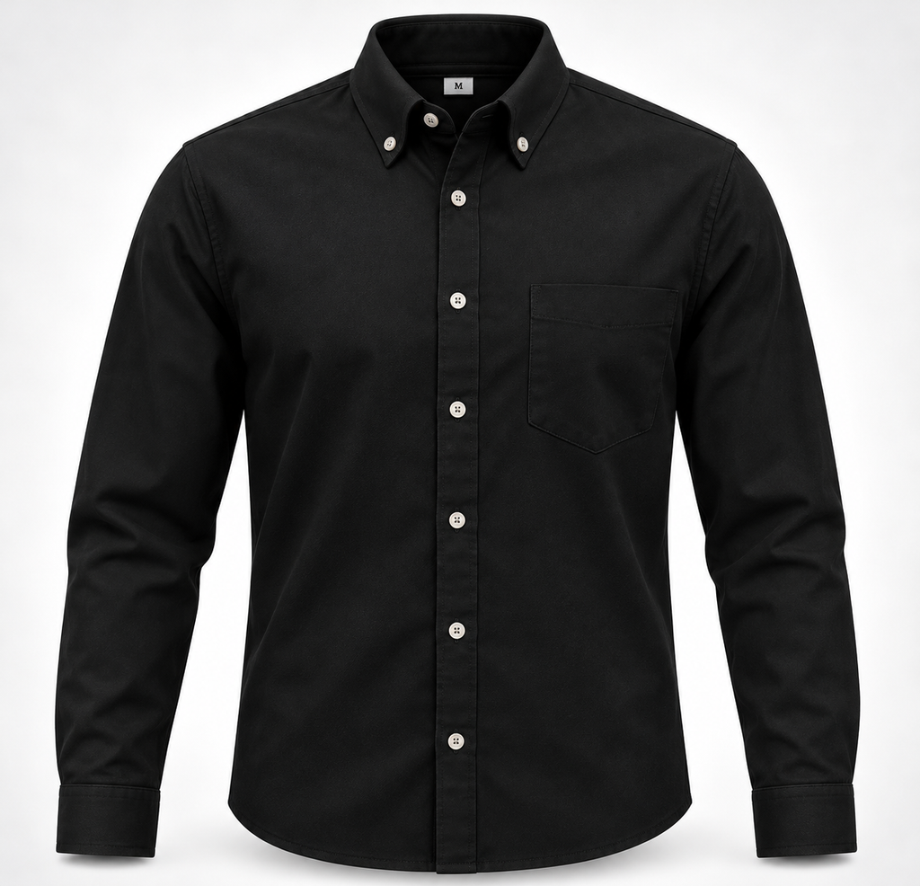 camisa manga larga gabardina negra