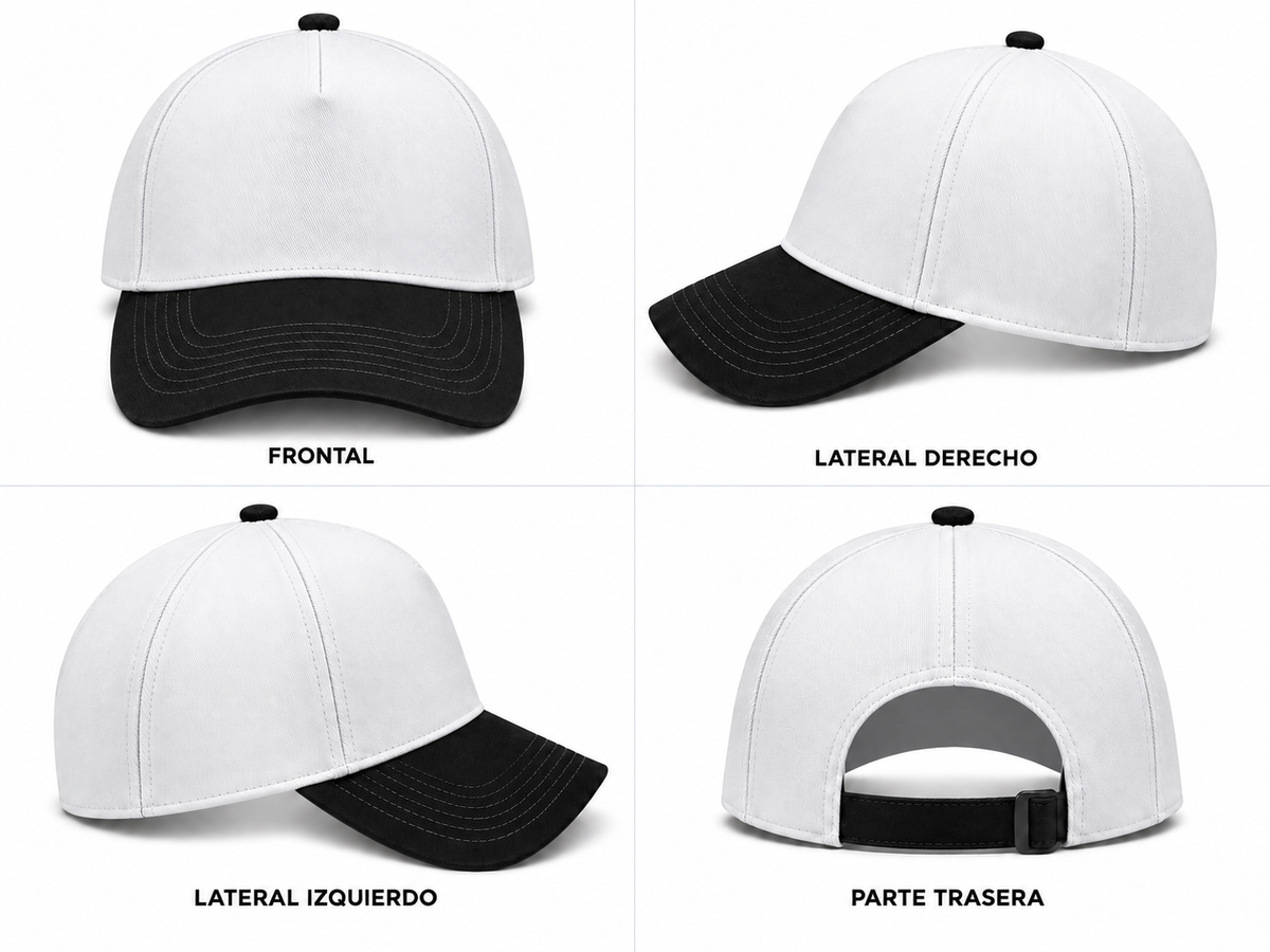 gorra gabardina blanco con negro
