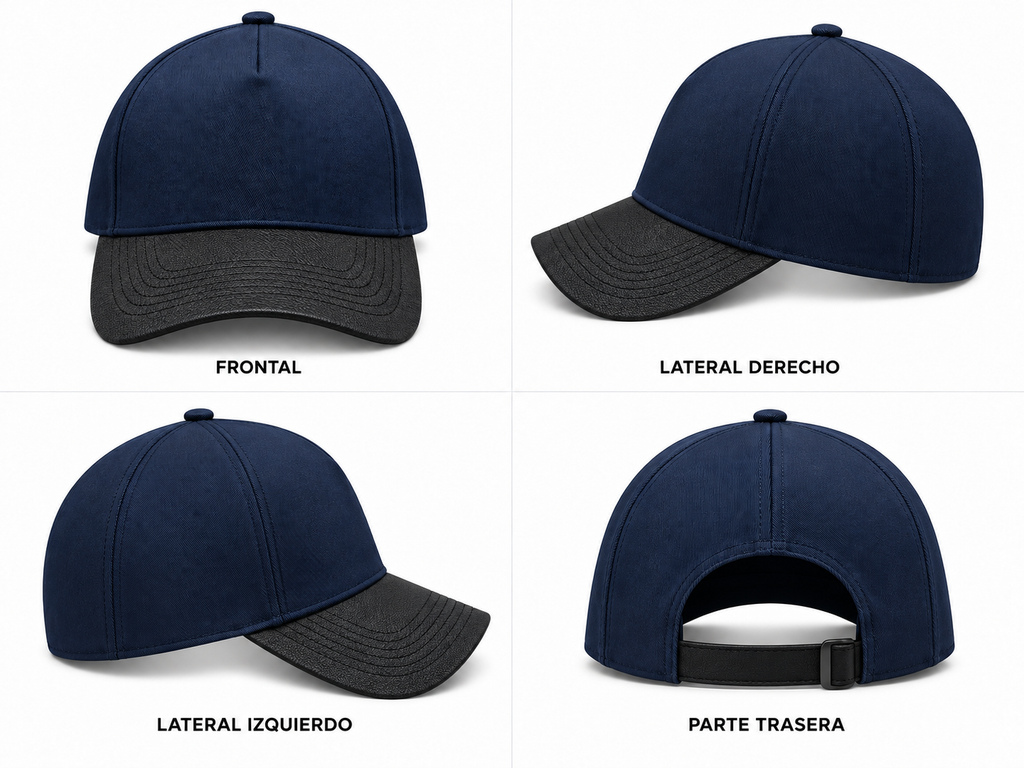 Gorra gabardina bicolor azul marino con negro