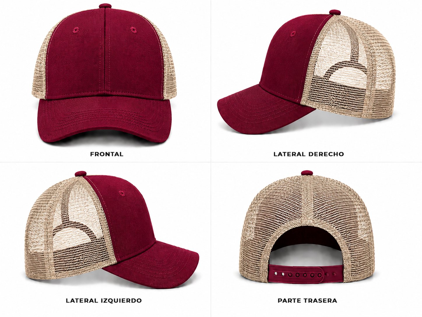gorra truker vino con beige