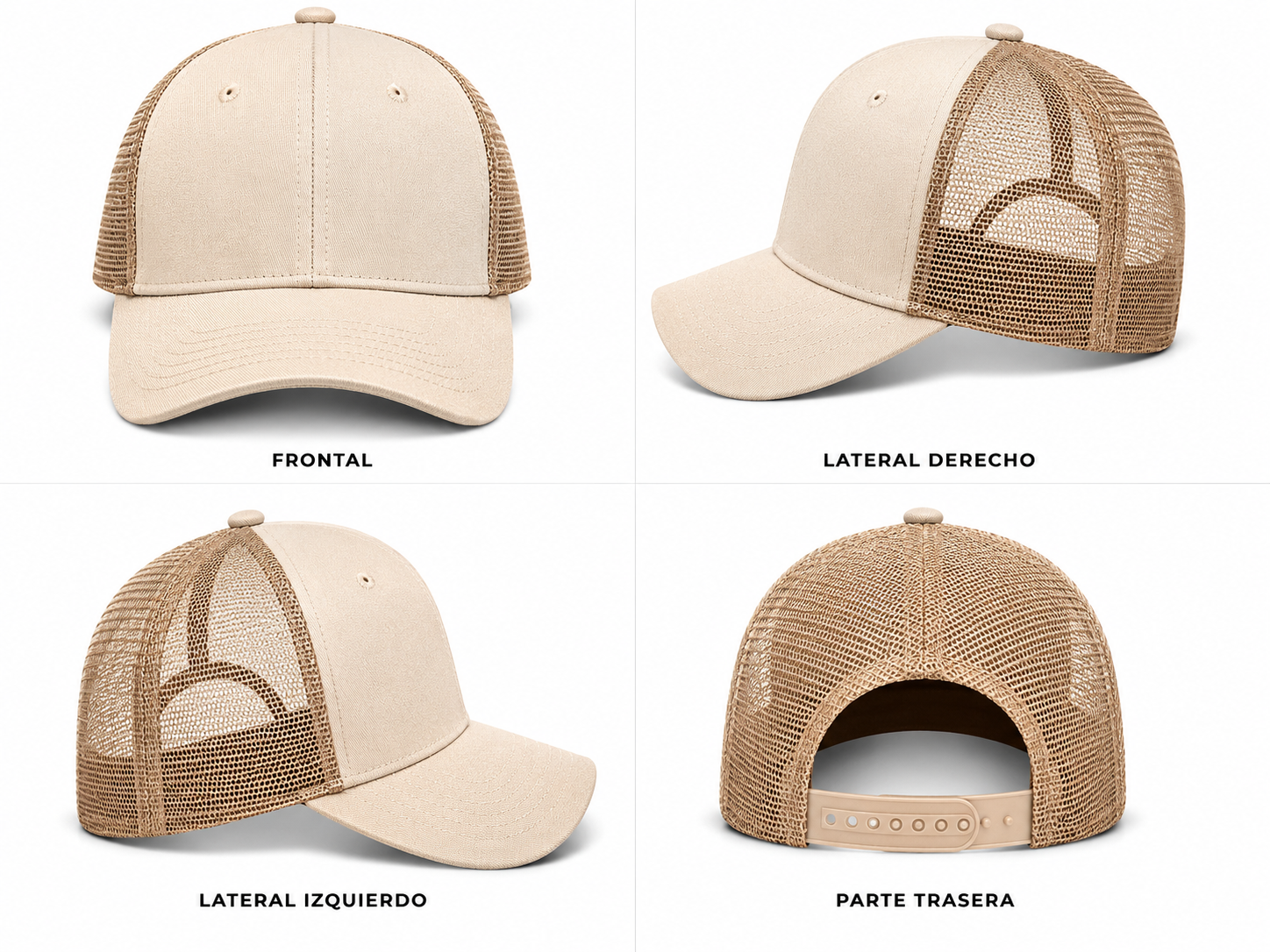 gorra beige con malla beige