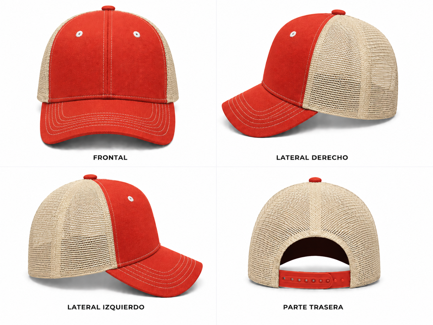 Gorra truker naranja con beige