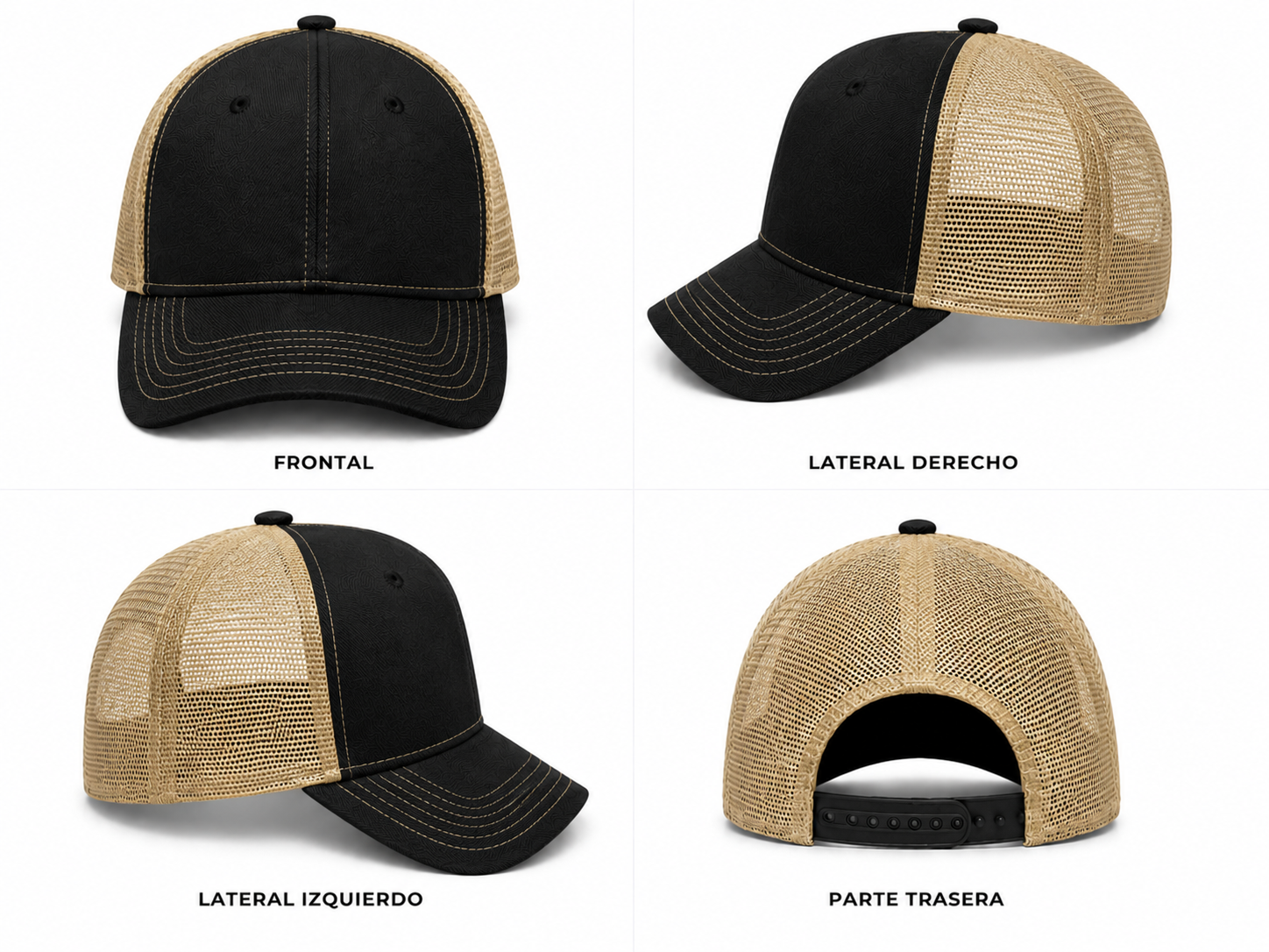 Gorra negra con beige oscuro