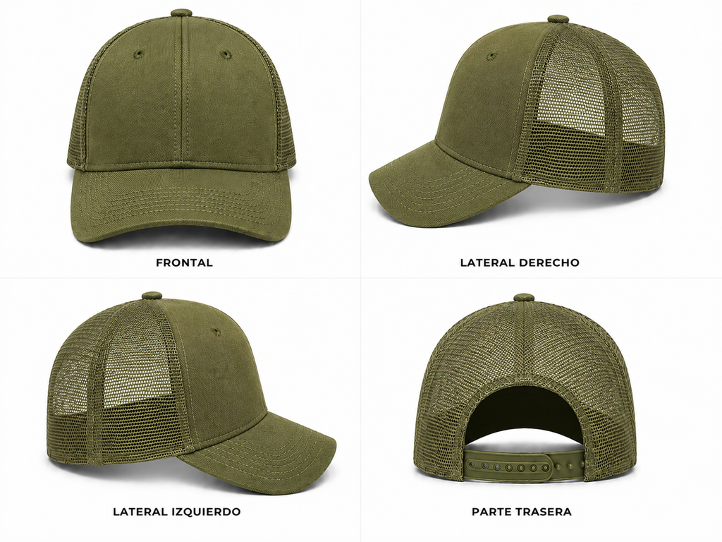Gorra truker gabardina olivo