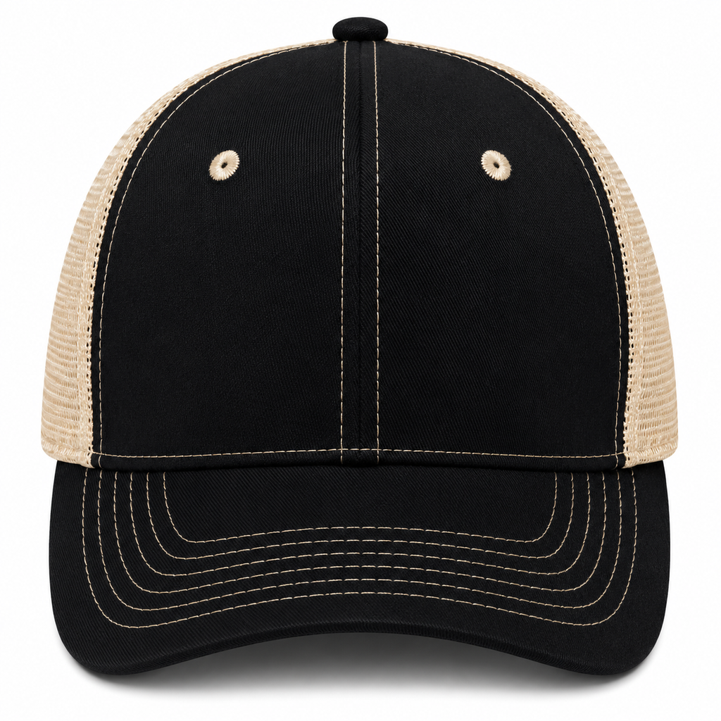 Gorra negra con beige truker con linea en costura