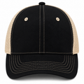 Gorra negra con beige truker con linea en costura