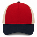 gorra frente rojo malla beige visera negra
