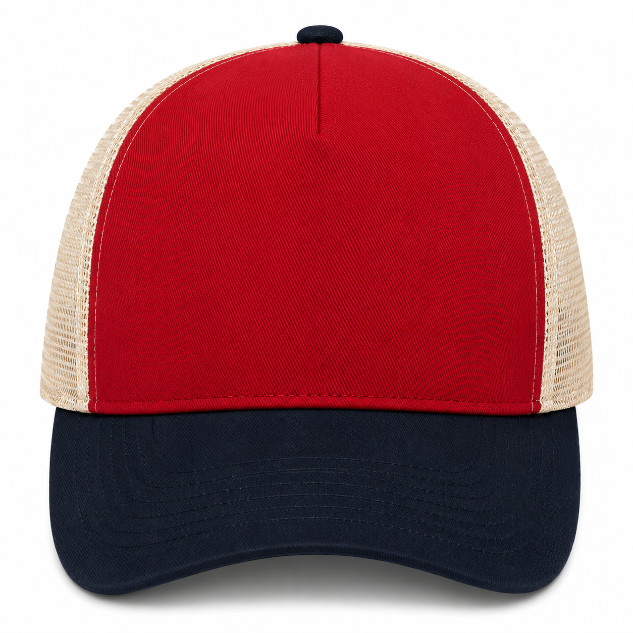 gorra frente rojo malla beige visera negra