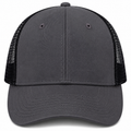 gorra truker gris oscuro con malla negra