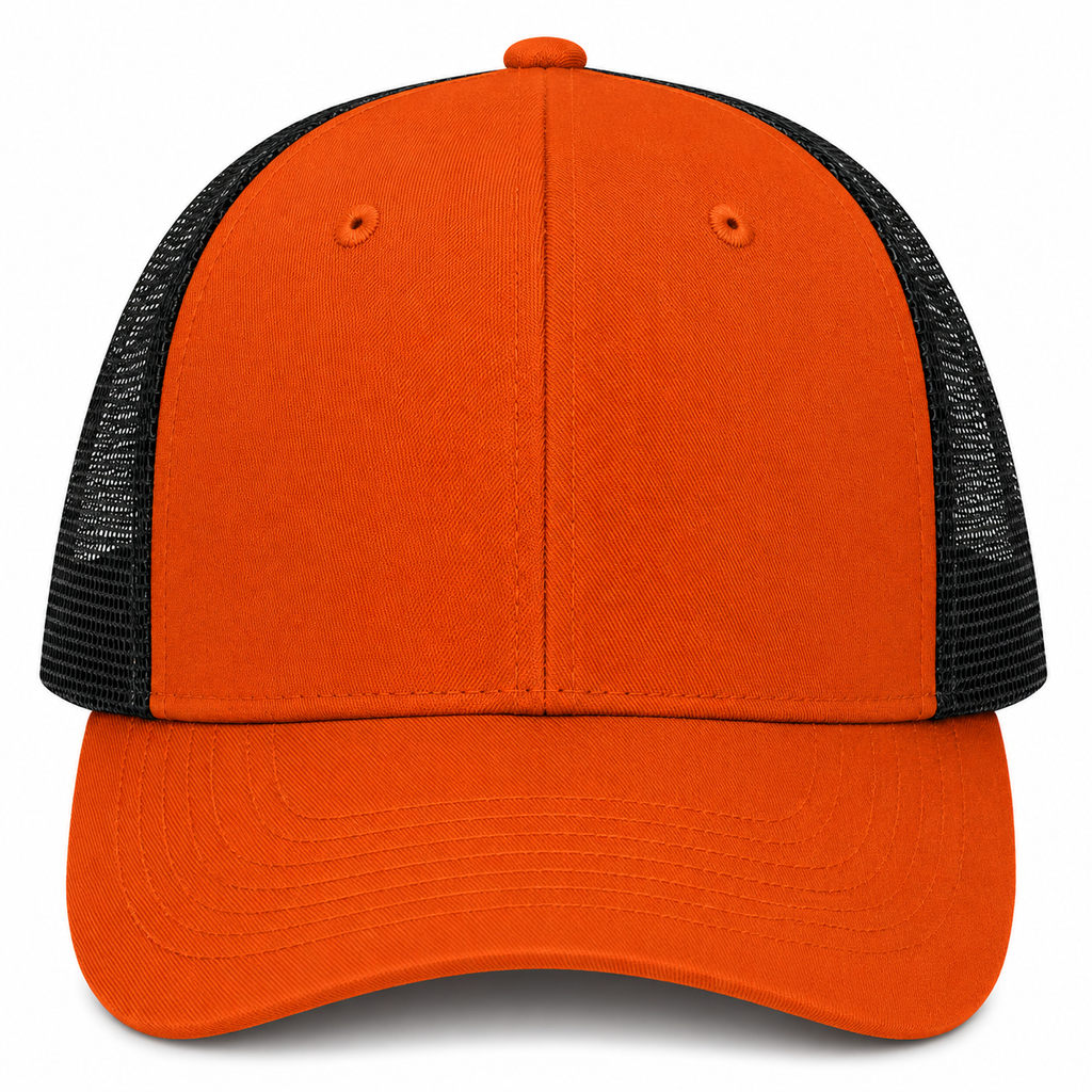 gorra truker naranja con negro