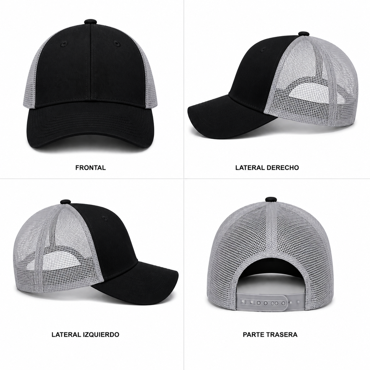 gorra negra con malla gris