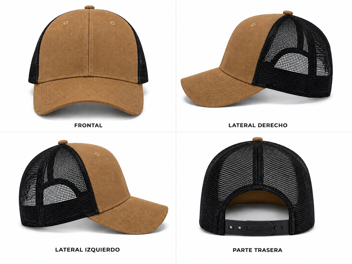 gorra cafe con malla negra