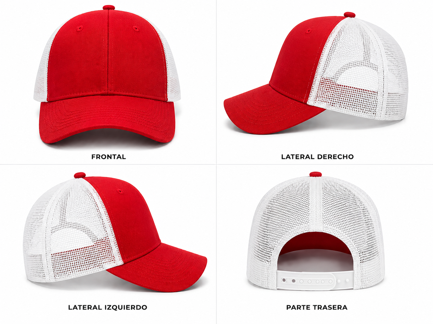 gorra  truker roja con blanco malla