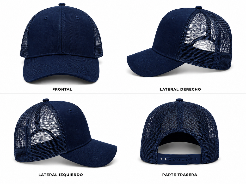 Gorra azul con malla azul