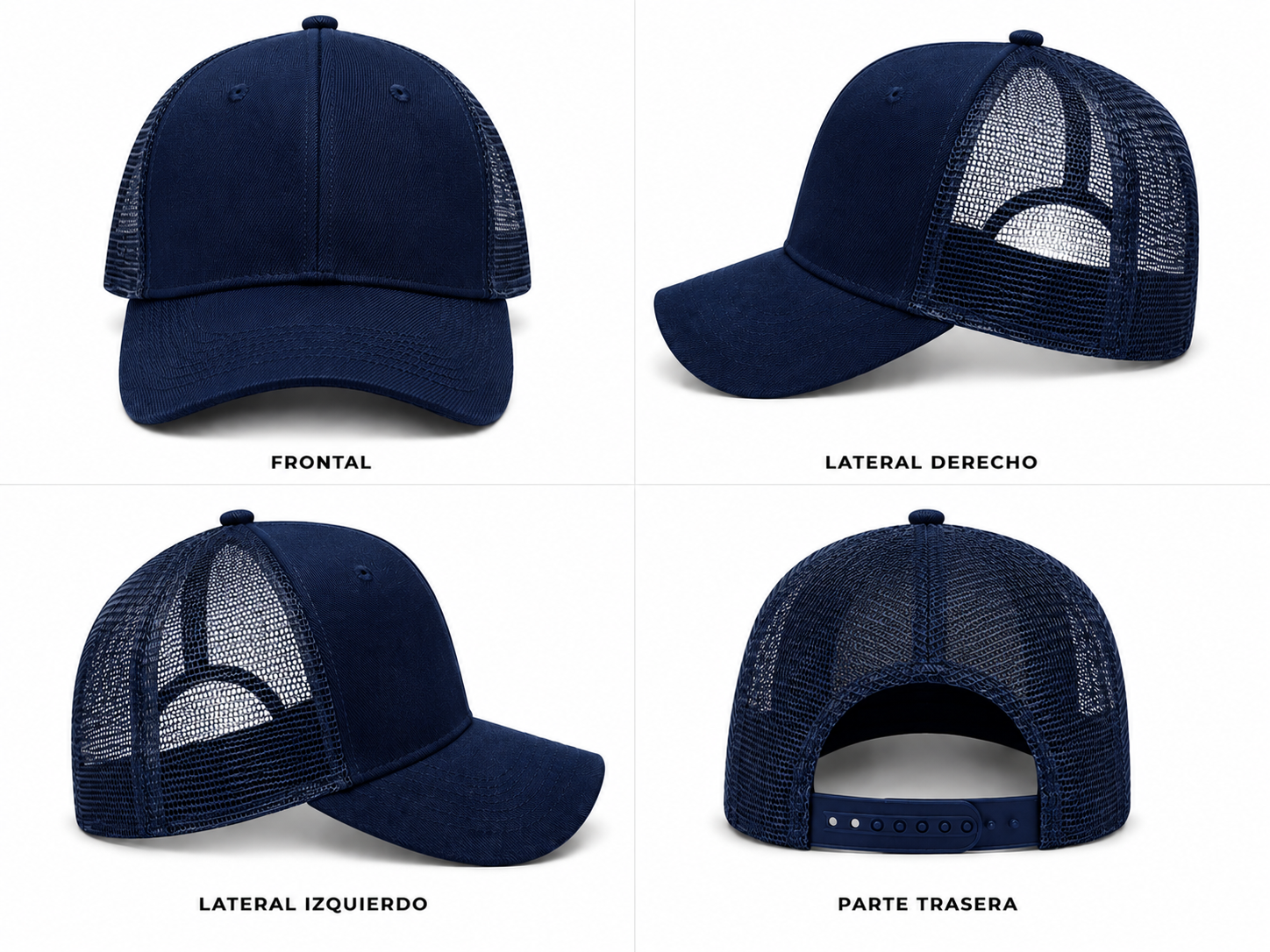 Gorra azul con malla azul