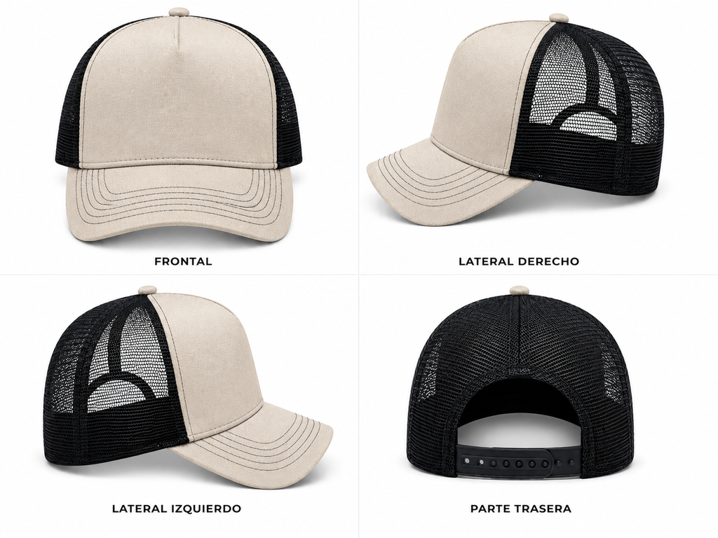gorra truker beige con negro
