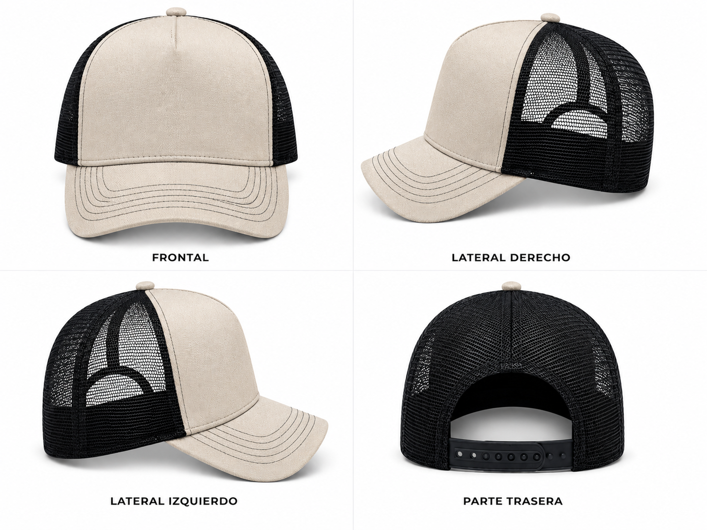 gorra truker beige con negro