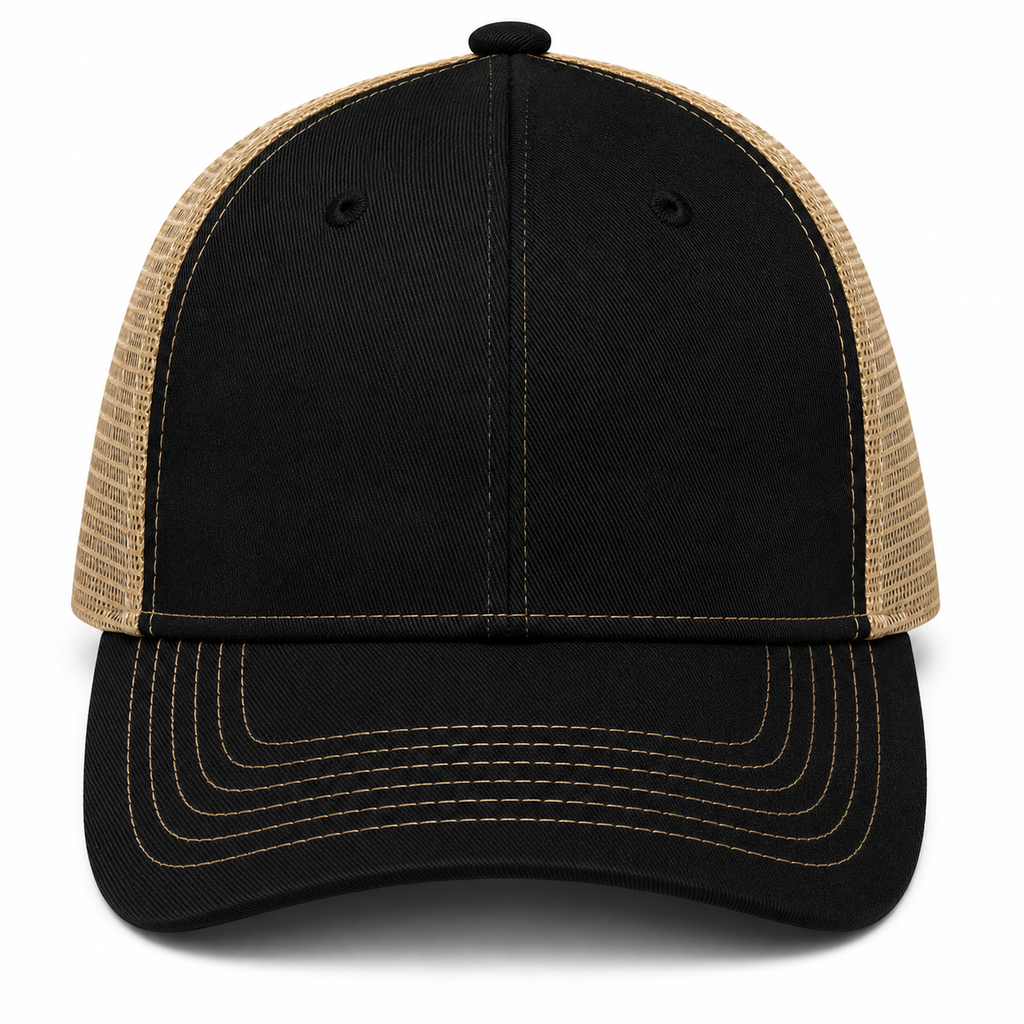 Gorra negra con beige oscuro