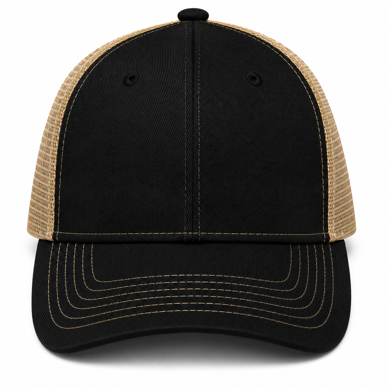 Gorra negra con beige oscuro