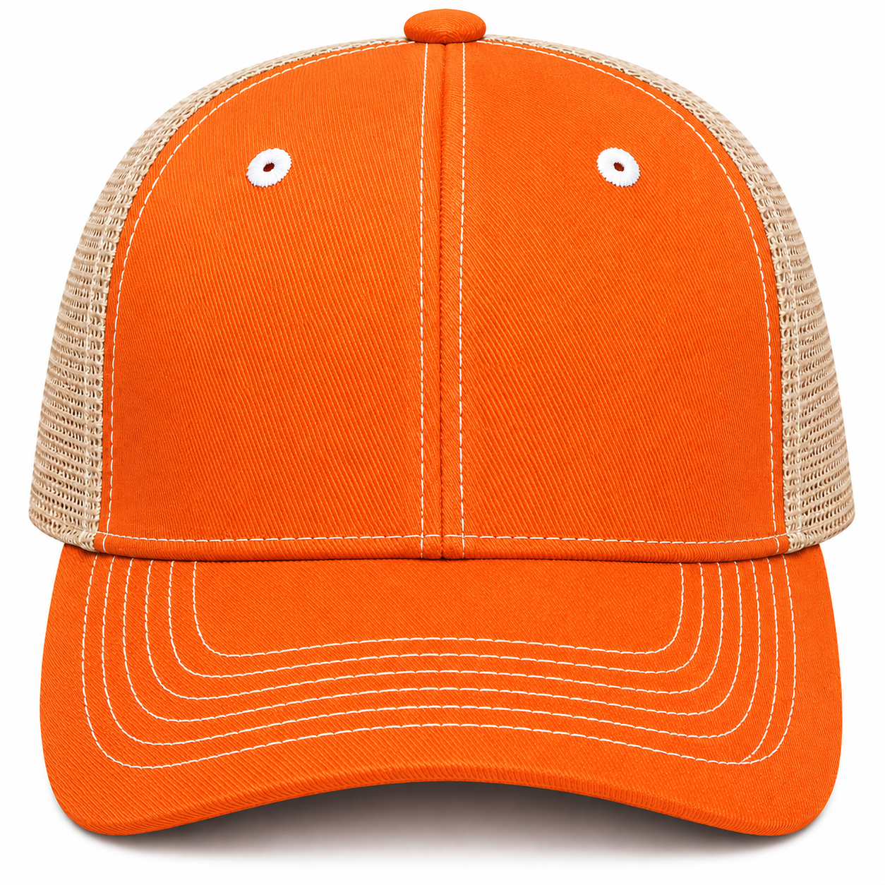 Gorra truker naranja con beige