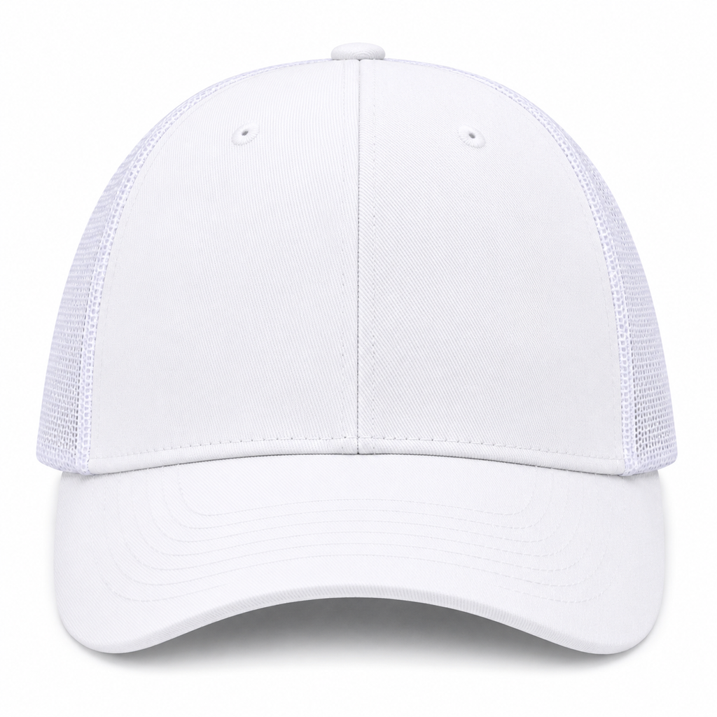 gorra truker blanca  con malla blanca