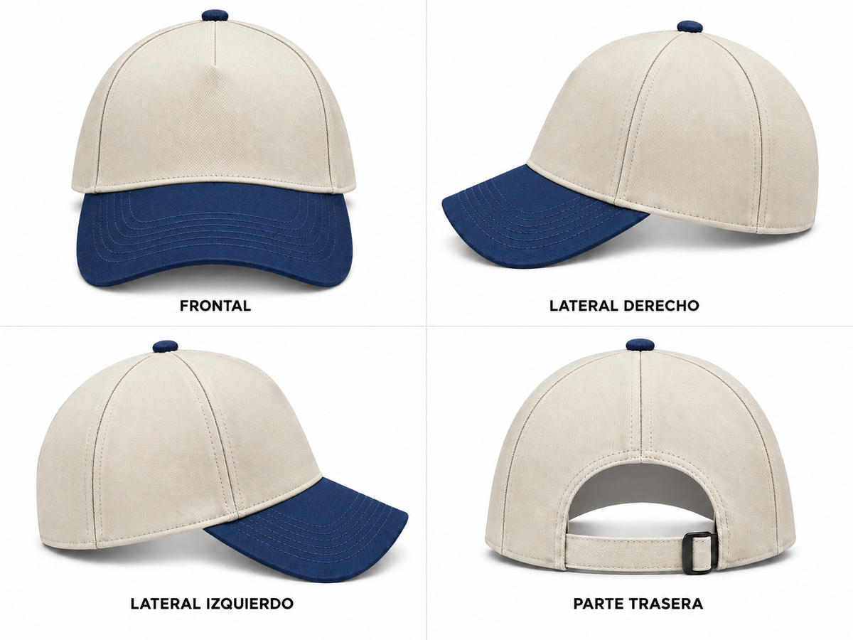 gorra gabardina beige con azul marino