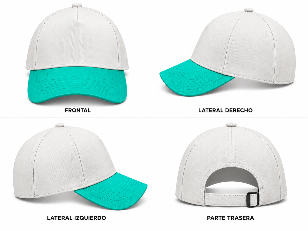 gorra bicolor beige con turquesa