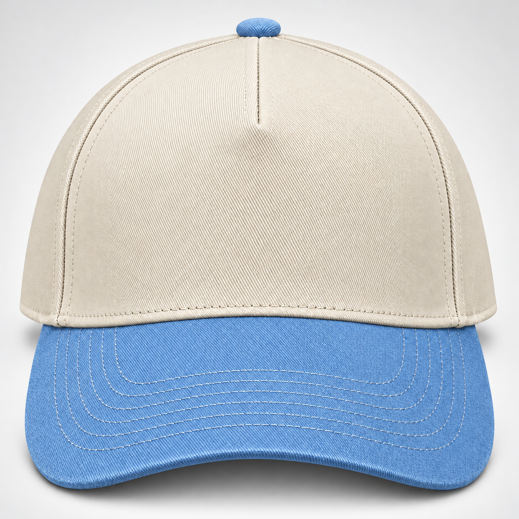 gorra gabardina beige con azul claro