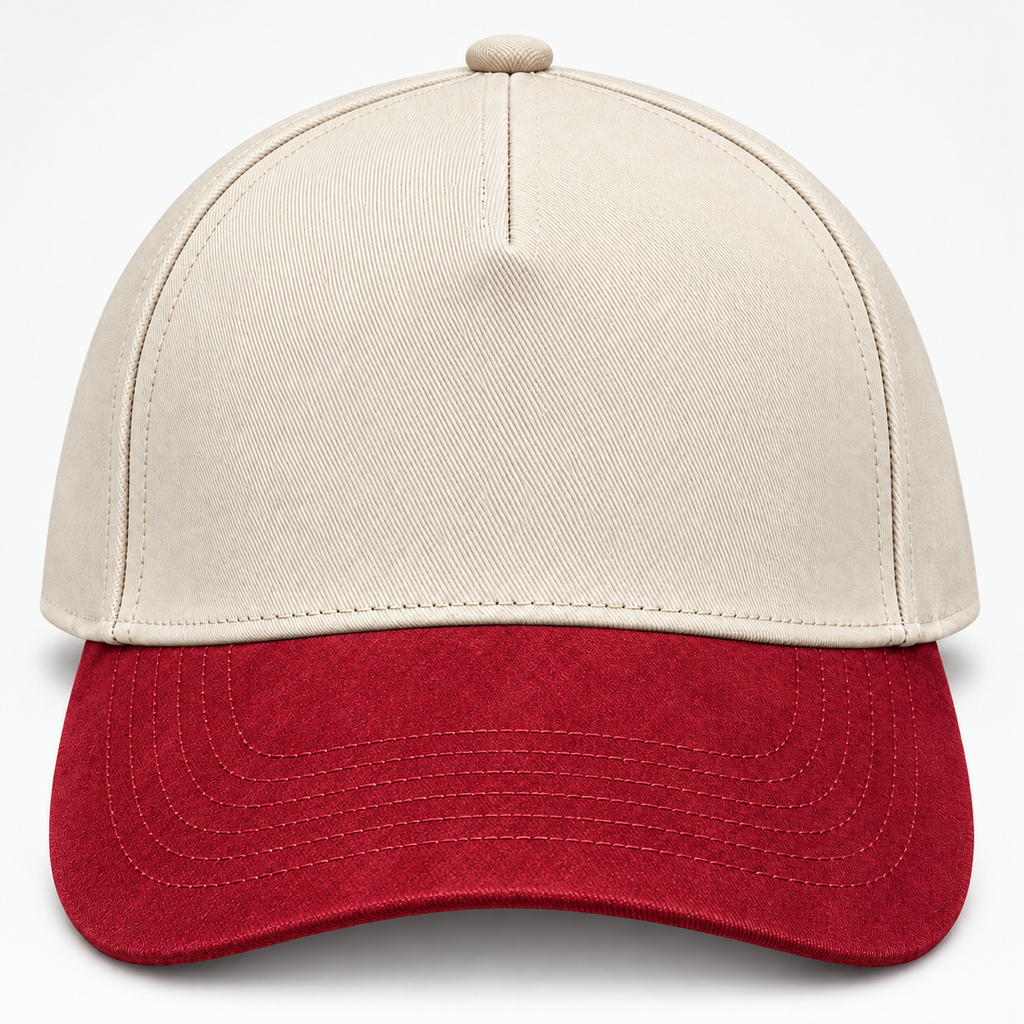 gorra gbardina beige con rojo