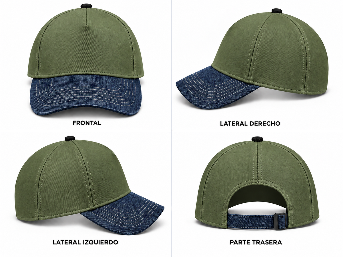 gorra gabardina verde con mezclilla