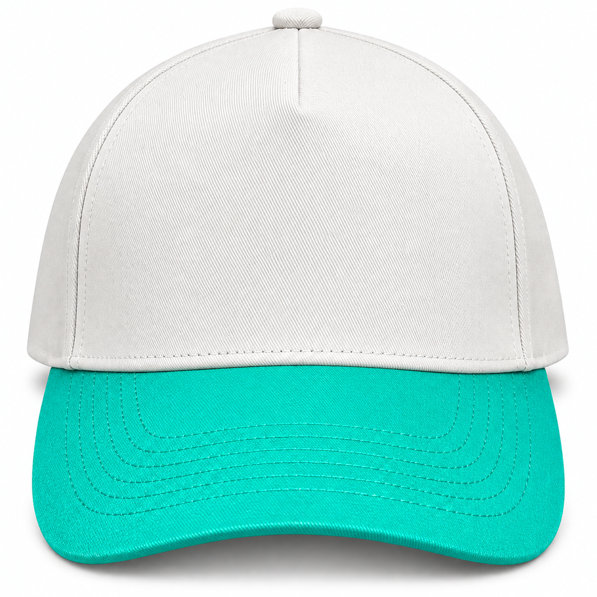 gorra bicolor beige con turquesa