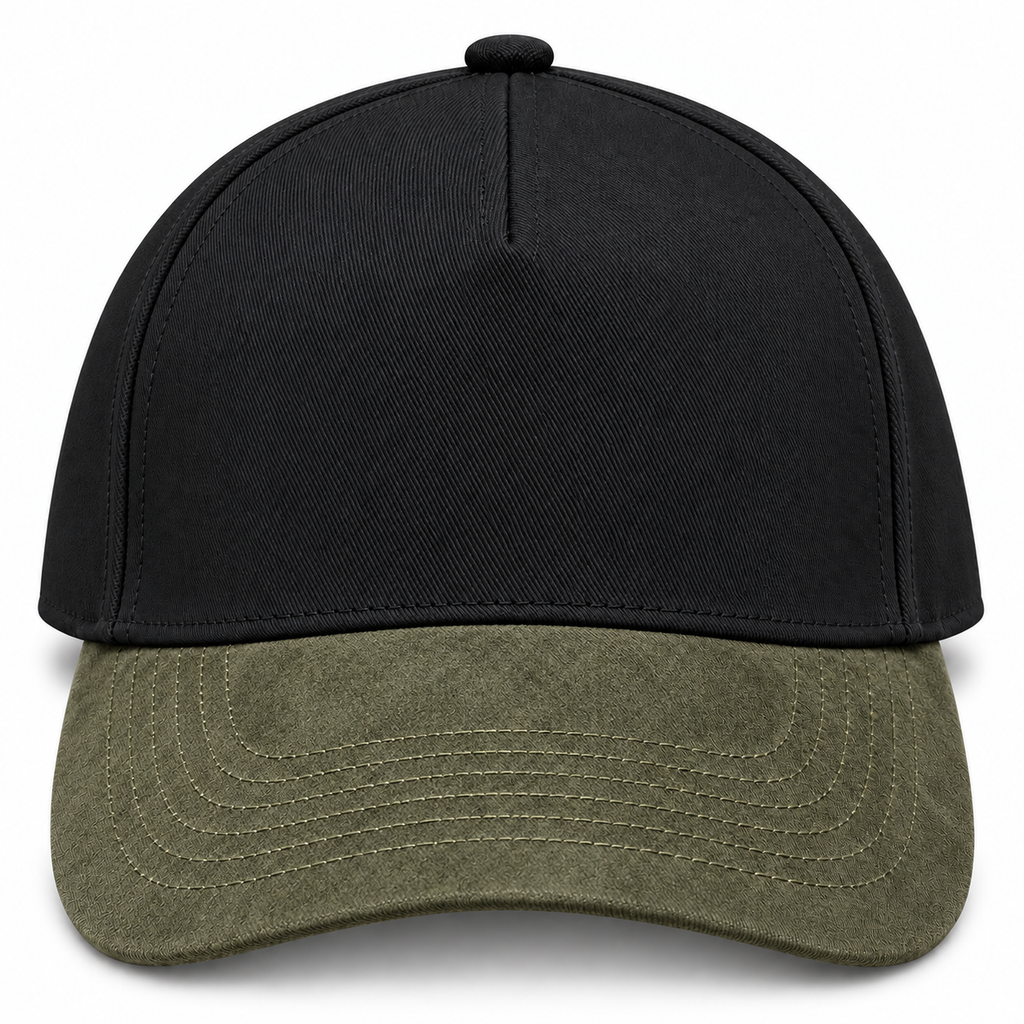 gorra gabardina negra con verde gamuza