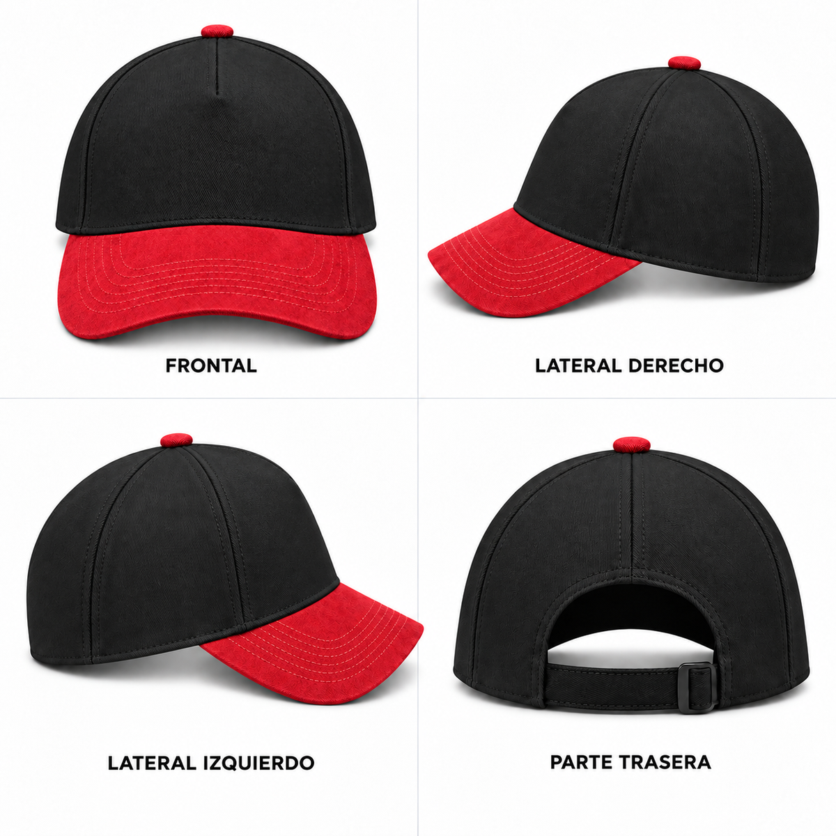 gorra gabardina negra con rojo