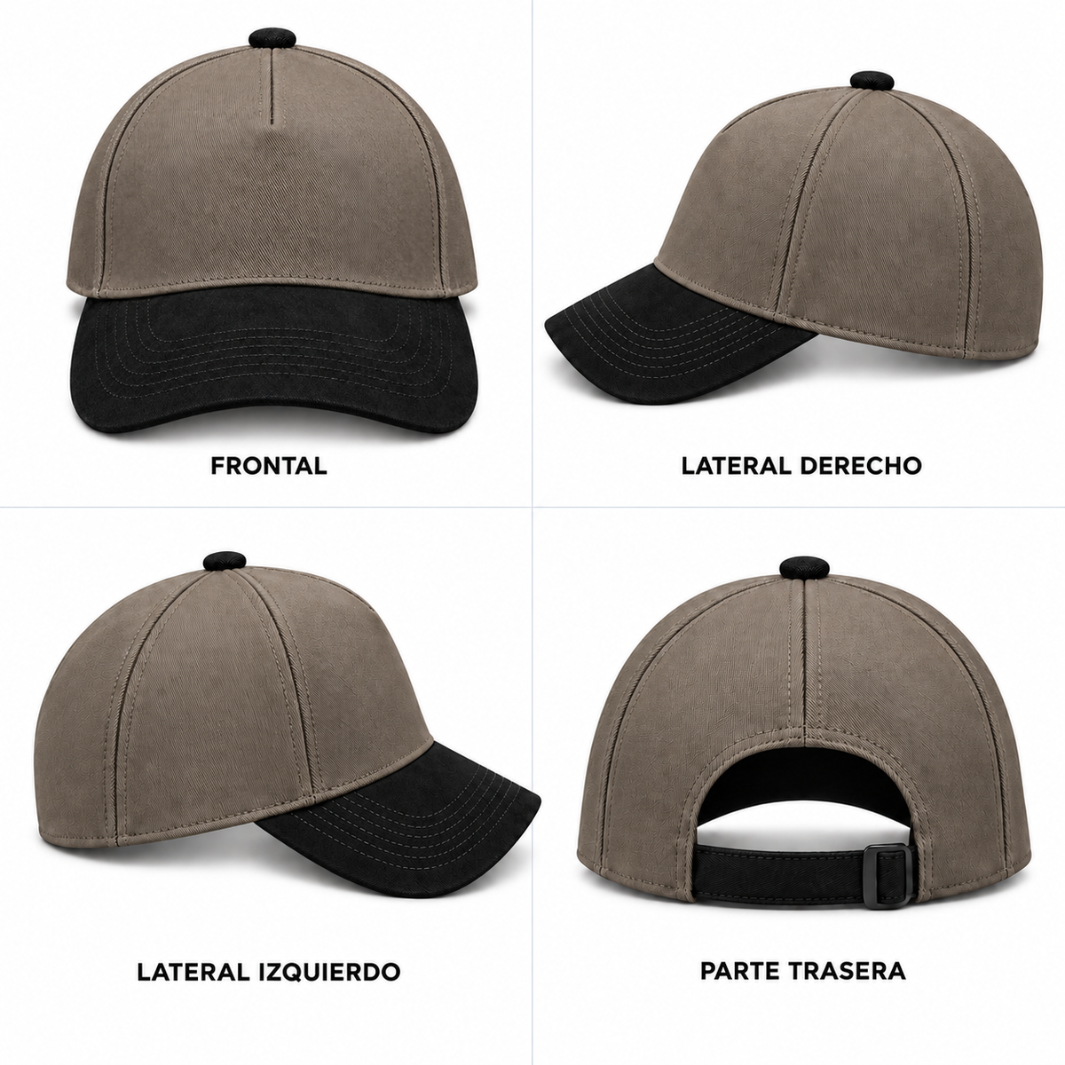 gorra gabardina cafe con negro