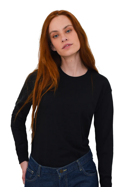 PLAYERA CUELLO REDONDO MANGA LARGA  MUJER