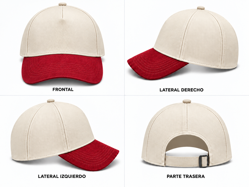gorra gbardina beige con rojo